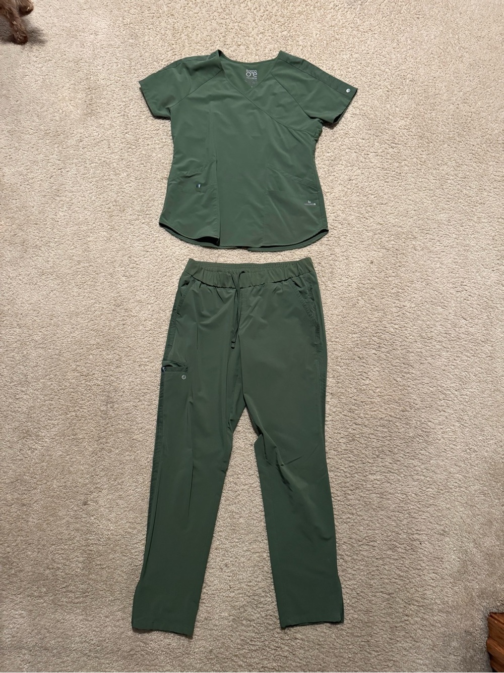 Olive Green Women's Scrub Joggers and Top Set